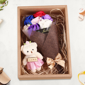 生日礼物女生闺蜜diy韩国创意玫瑰香皂花束礼盒创意礼品 彩色-新品