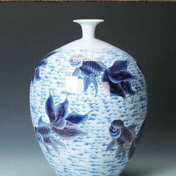 塔驰密司(touch miss) 家居装饰青花瓷金鱼年年有余花瓶
