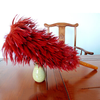 红色鸡毛掸子除尘掸车家用结婚用品除尘掸子不掉毛鸡毛扫清洁用品 深