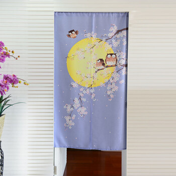 
                                        风雅荷塘 皓月当空85*150CM 金丝银丝印花风水布艺门帘 隔断帘 送杆                