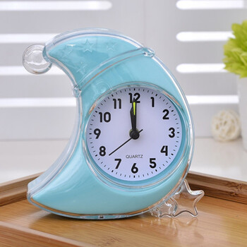 萌肉居 卡通静音现代简约闹钟月亮小提琴学生个性蓝色夜灯韩版闹钟