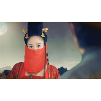 面纱/古代蒙面侠客/古装美女面纱,雪纺,纱巾白色粉红色头巾盖头 红色