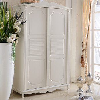 趟门衣柜移门滑门推拉门大衣柜实木白色衣橱卧室家具sn7992 荷花白 2