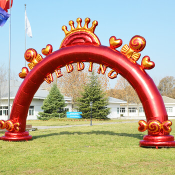 8米10米欧式婚礼结婚气模新款彩虹门气拱门婚庆充气拱门 10米全红烫金