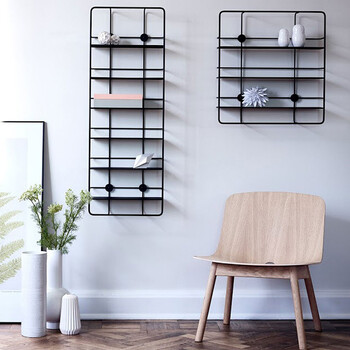 墙壁金属置物架 网格铁丝架铁艺挂衣架工作室隔板diy客厅装饰 宽50*高