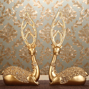 客厅酒柜装饰品卧室摆设房间个性结婚礼物sn6434 金色 尖角鹿一对