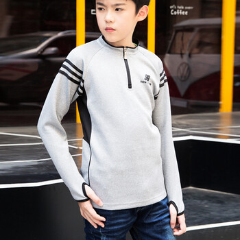 青少年童装卫衣男打底衫长袖卫衣t恤高弹力儿童户外运动衫男孩13上衣