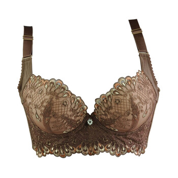 柯琳诗丽 女上薄下厚聚拢调整型文胸 夏小胸加厚内衣防下垂胸罩 褐色