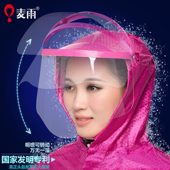 
                                        麦雨男女电动车雨衣摩托车加大加厚头盔式透明大帽檐雨披 专利头盔坚固牛津款(宝蓝) 加大均码                