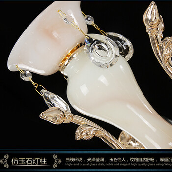 温漫欧式锌合金玉石水晶吊灯客厅灯 复式楼别墅奢华蜡烛水晶灯 8088 6头 直径660*高560mm