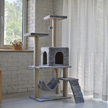猫跳台实木猫墙猫猫爬架猫爬架爬架猫树猫抓柱实猫树猫玩猫树猫咪 浅