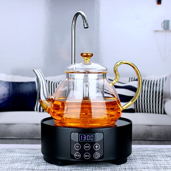 全玻璃蒸茶壶 带抽水自动上水电陶炉耐热玻璃茶壶 家用蒸汽煮茶器套装扬器 02款煮茶壶+抽水黑色炉