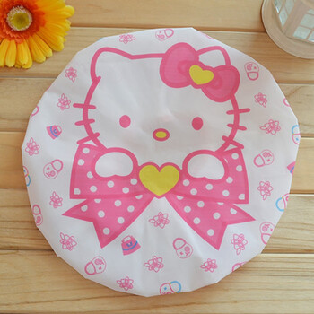 致源新款 浴帽 可爱防水浴帽卡通动物浴帽 猫咪浴帽 蝴蝶结款kitty