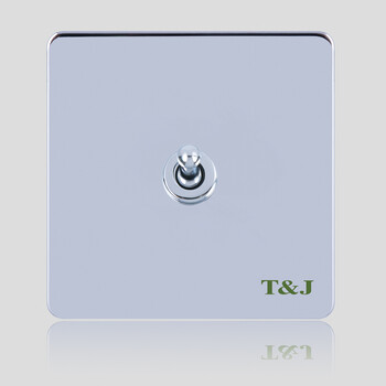 tj天基开关插座贵族86型金属面板一位中途开关 多控开关 时尚新款官方