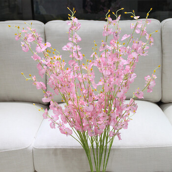 兰套装花艺 客厅餐桌装饰花摆件 假花绢花摆设 粉色跳舞兰(10支价)