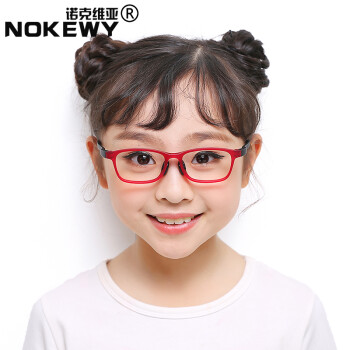 诺克维亚新款儿童配近视眼镜框防蓝光防辐射小学生眼镜架TR90男女孩子光学镜 红色 防辐射防蓝光平光镜片