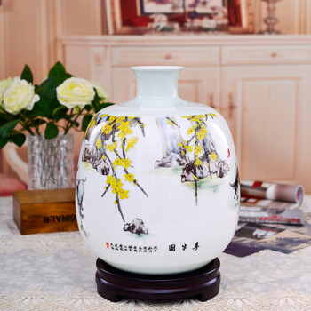 
                                                                                瓷博 景德镇陶瓷花瓶摆件瓷器工艺品人物瓷瓶春牛图家居客厅装饰摆设                