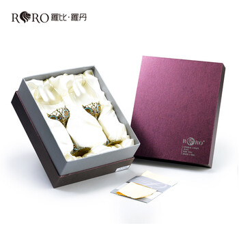 
                                        罗比罗丹 复古时尚珐琅彩古典花纹大红对杯送礼聚会葡萄酒杯家居酒具摆件                