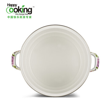 
                                        Happy Cooking蒸锅 好助手花语日式珐琅蒸锅双层蒸屉加厚电磁炉加深炖锅26cm                