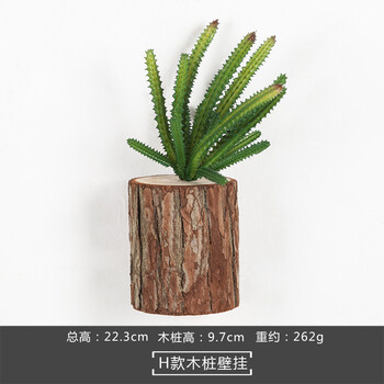创意家居仿真多肉绿植树桩墙上墙壁木桩壁挂墙面装饰品植物小盆栽