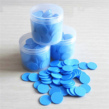 直径25mm 计数片 小圆片数学教具 100片 收纳盒 一盒100片【天蓝色】