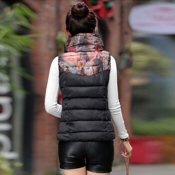 茜姿妮2015新款羽绒服女短款马甲薄立领马夹背心外套1601 黑色 L