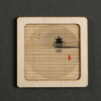 方形竹制禅意杯垫茶杯拖隔热日式手工茶垫功夫茶具茶道配件 款式8