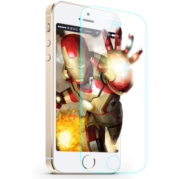 
                                        PZOZ弧边手机贴膜iphone5s钢化膜适用于apple苹果iPhonese/5钢化膜 0.3mm前膜(买一送一)                
