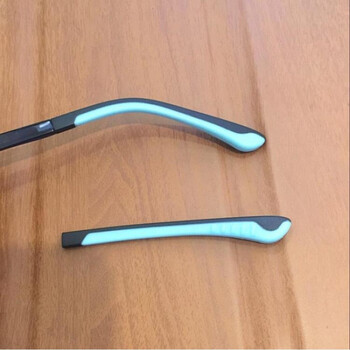 眼镜脚套扁孔金属镜腿配件眼镜橡胶腿套防滑眼睛镜框架配件 黑蓝色