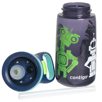 美国Contigo塑料杯创意便携防漏儿童吸管杯学生儿童水杯 小机器人HBC-STR038