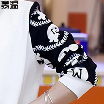 慕温   2015新款大码女装棒球服上衣短外套印花开衫长袖卫衣夹克994 黑色 M