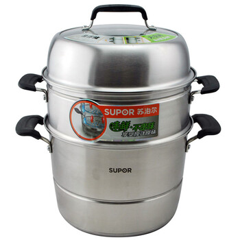 
                                        苏泊尔（SUPOR） 304不锈钢蒸锅26cm三层复底不串味汤蒸锅电磁炉锅具SZ26E1                