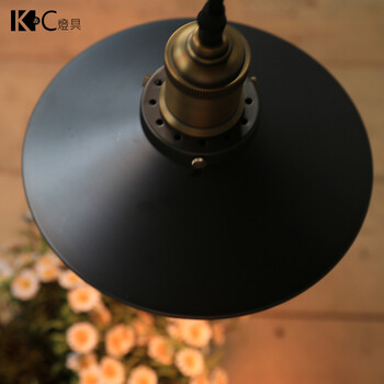 
                                        kc灯具 复古工业可拉伸三头铁艺吊灯镜面灯罩个性咖啡厅阁楼灯 KC-YT1837-3                