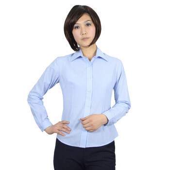 浅末 男女长袖职业装时尚商务衬衫职业装男女款衬衣 ZW0730 浅蓝色 M男