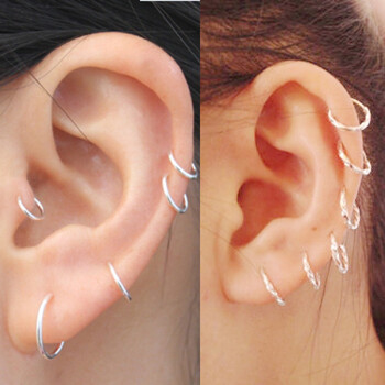 银小耳环光麻花迷你小耳圈耳骨女多耳洞耳扣韩国耳饰光圈1厘米加厚 单只 适带耳骨 图片价格品牌报价 京东