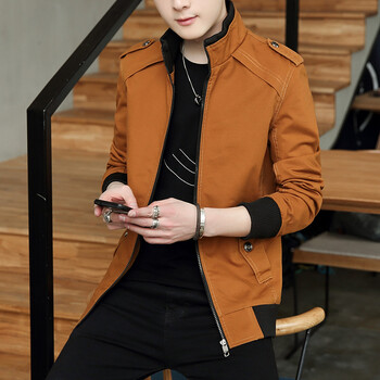 秋冬季潮流2017新款夹克男装韩版帅气修身牛仔春秋季衣服 1528棕色 xl