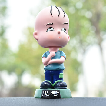 内装饰品摇头可爱小和尚车饰保平安车载车上用品 【思考-(手工打磨)】