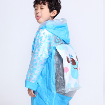 
                                                            明嘉儿童雨衣可爱男童女童带书包位学生夜光安全雨披彩色幼儿园防水雨具 蓝色225  (仅雨衣) L(建议身高106-115cm)                