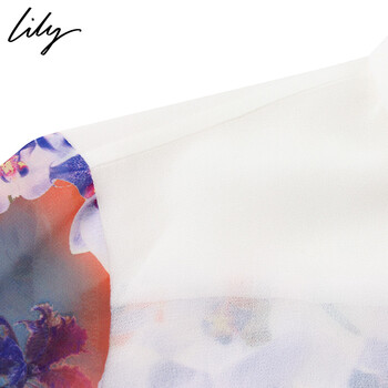Lily 秋装新款女装修身优雅印花长袖雪纺衬衫114330H4307 浅玫红-13色 150/78A/XS