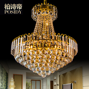 柏诗帝 客厅灯 客厅水晶灯 现代简约 金色水晶灯 餐厅灯 酒店大堂灯 大厅灯别墅吊灯具灯饰 宽400*高450