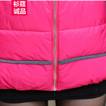 衫蔻诚品  2015秋冬装新款女装外套加大加厚连帽羽绒棉衣中长款修身马甲背心坎肩马夹女上衣 蓝色 4XL