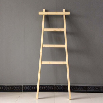 北欧挂衣架梯形梯子落地日式置物架靠墙简约装饰衣帽架实木衣架 落地