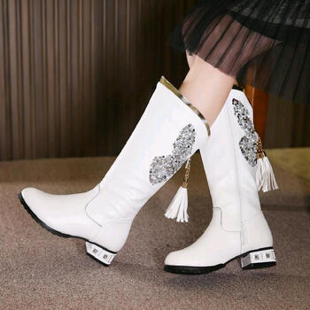 哥姿秀女童靴子2017新款公主童靴流苏牛皮韩版学生表演