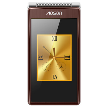 爱立顺（aoson）A68-B双卡双待 移动/联通2G老人手机 双屏显示 时尚翻盖商务手机 咖啡色