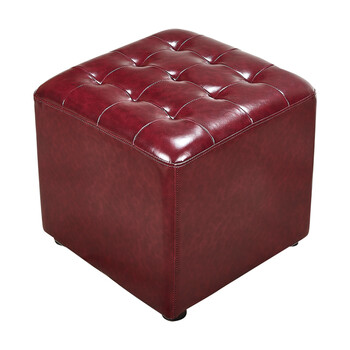 凳子皮凳子妆凳圆凳换鞋凳茶几凳子客厅小矮凳方凳皮墩 红棕色方凳