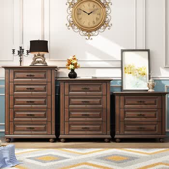 丽巢 斗柜简约美式实木斗柜卧室家具三斗柜四斗柜五斗柜储物柜 oly