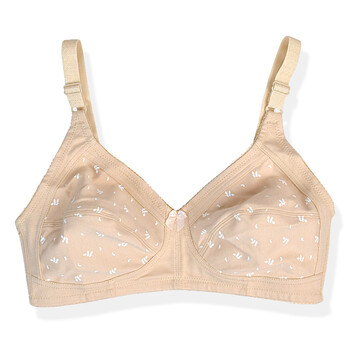 纯棉文胸妈妈无钢圈薄款内衣加大码大罩杯胸罩 0157杏色单层 36/80