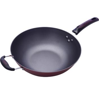 
                                        WOMI沃米 不粘炒菜锅 炒锅无油烟铁锅 电磁炉通用锅具32CM WM-K101 无盖                