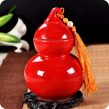 陶瓷葫芦茶叶罐陶瓷密封罐雨衣防滑保暖欧式枕头家用雨伞情侣卧室摆件