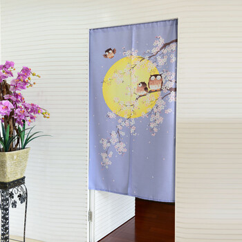 
                                        风雅荷塘 皓月当空85*150CM 金丝银丝印花风水布艺门帘 隔断帘 送杆                